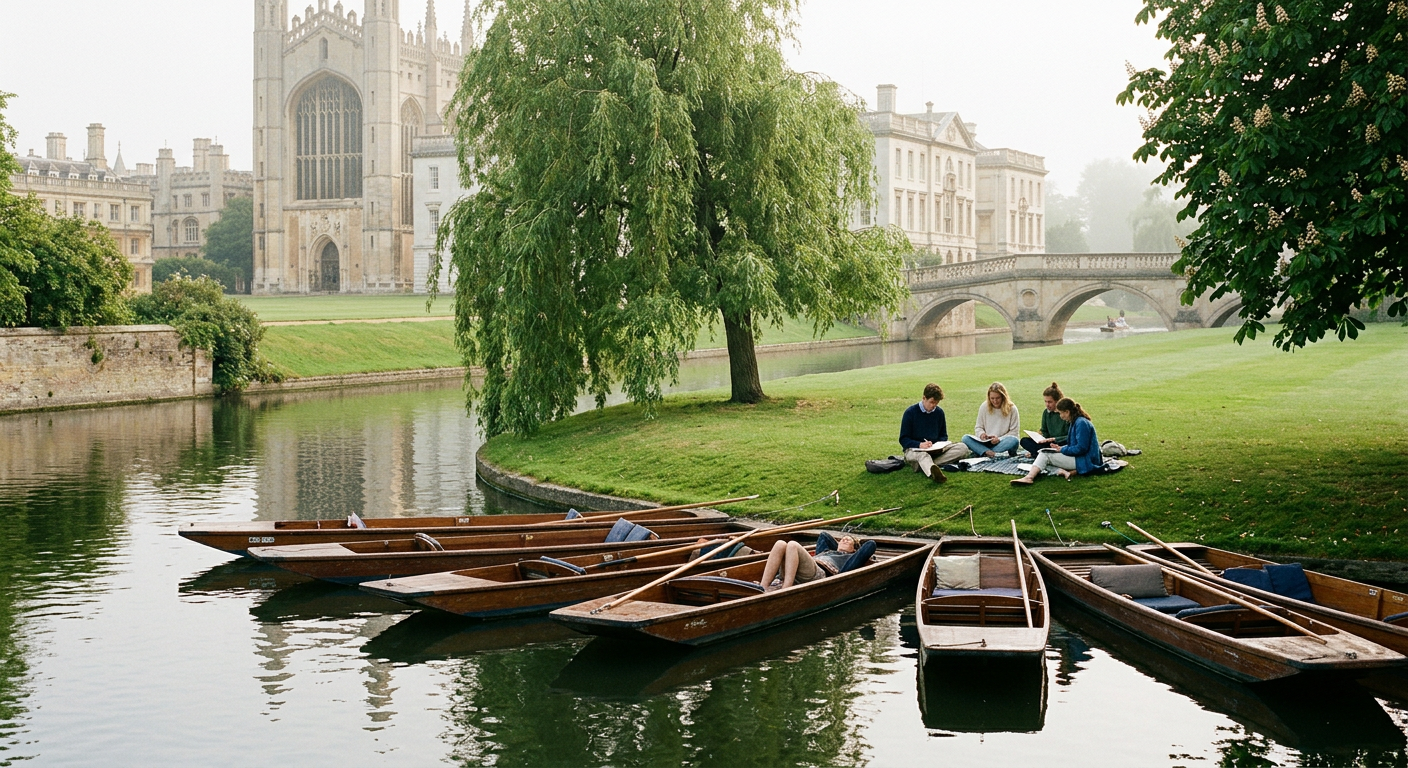 A Cambridge college court with bicycles against a wall